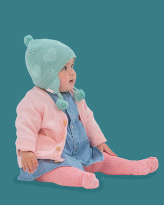 Toshi Organic Earmuff Heart - Sweet Pea [sz:baby Hat Xs Up To 8 Month]