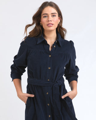 Elm Dress Serena Cord - Dark Sapphire [sz:size 10]