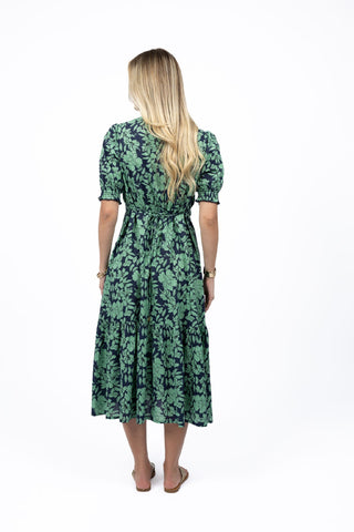 Humidity Dress Midi Fleur - Mint/navy [sz:medium]