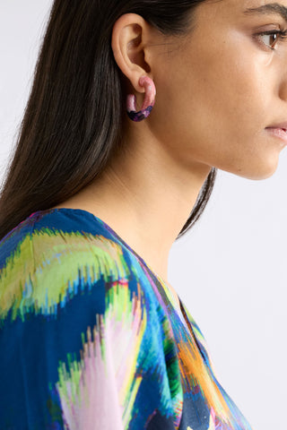 Elk Earrings Fuschia Komi Print Resso Hoop