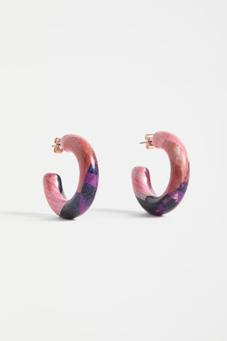 Elk Earrings Fuschia Komi Print Resso Hoop