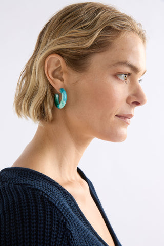 Elk Earrings Green Komi Print Resso Hoop 
