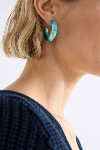 Elk Earrings Green Komi Print Resso Hoop 