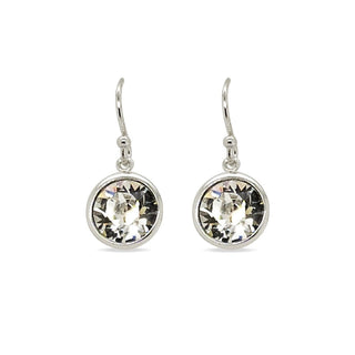Mcj Earrings Swarovski Crystal Round Drop - Clear