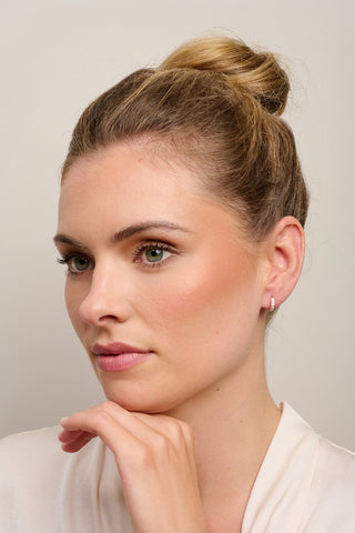 Tigertree Earrings Pink Enamel & Cz Hoops