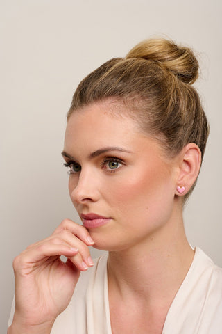 Tigertree Earrings Pink Enamel Love Heart Stud