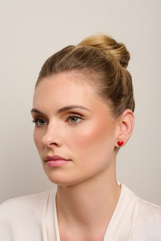 Tigertree Earrings Red Enamel Love Heart Stud