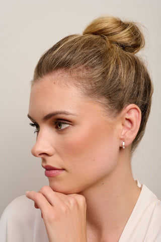 Tigertree Earrings White Enamel & Cz Hoops