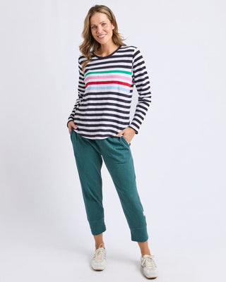 Elm Tee L/s Harmony - Navy/white/rainbow Stripe [sz:size 10]