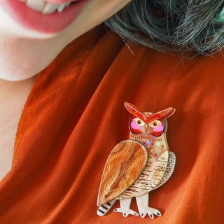 Erstwilder Brooch Grand Great Horned Owl