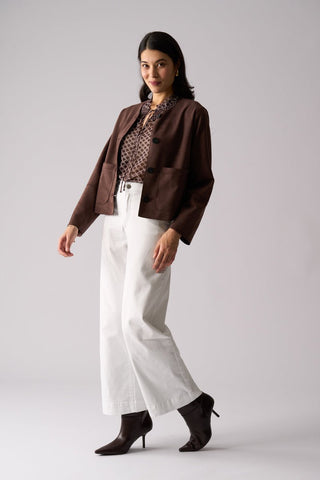 Foil Looking Suede Jacket - Ristretto [sz:size 8]