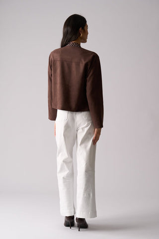 Foil Looking Suede Jacket - Ristretto [sz:size 8]