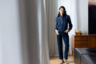 Foil Shirt Frilling - Tapestry | Pink Poppies