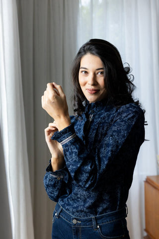 Foil Shirt Frilling - Tapestry | Pink Poppies