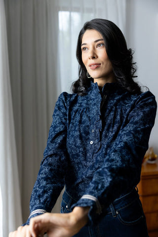 Foil Shirt Frilling - Tapestry | Pink Poppies