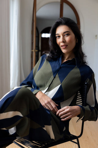 Foil Tux Deluxe Shirt Mod Geo geometric print women's blouse