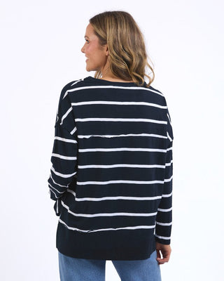Foxwood Crew Jayne - Stripe Navy [sz:size 8]