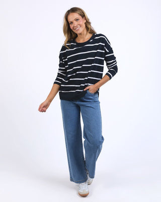 Foxwood Crew Jayne - Stripe Navy [sz:size 8]