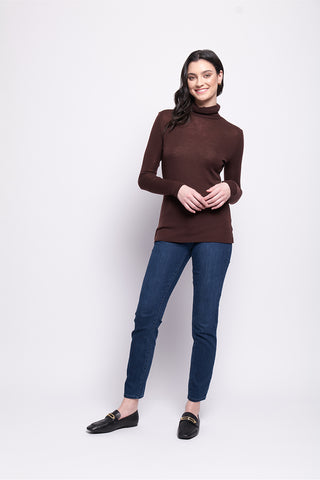 Foil Polo Neck Top Merino Wool - Raisin [sz:xs]