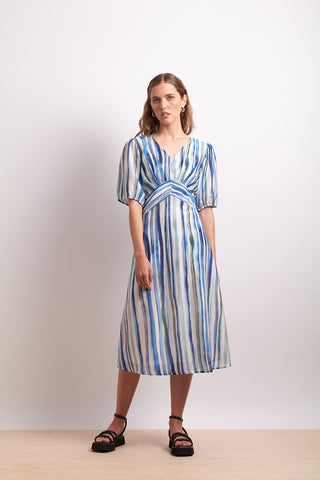 Neris Dress Draw The Line -  Azure Stripe [sz:size 10]