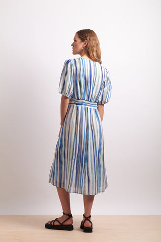 Neris Dress Draw The Line -  Azure Stripe [sz:size 10]