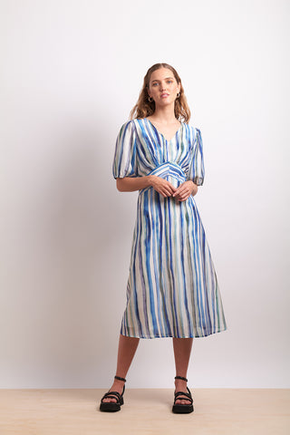 Neris Dress Draw The Line -  Azure Stripe [sz:size 10]