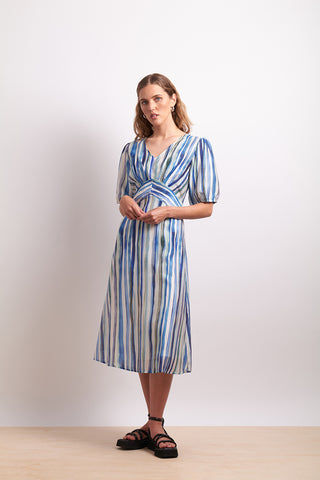 Neris Dress Draw The Line -  Azure Stripe [sz:size 10]