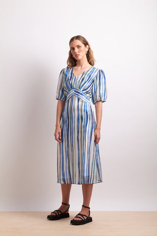 Neris Dress Draw The Line -  Azure Stripe [sz:size 10]