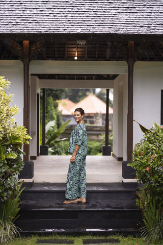 Humidity Pant Fleur - Mint/navy [sz:size 10]