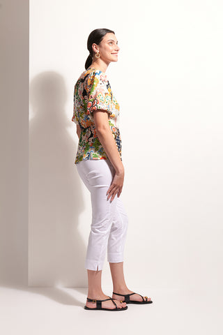 Foil Pant Capri Fuss Free - White [sz:size 8]