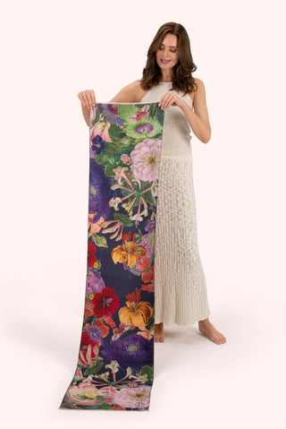 Powder Scarf Autumn Posy In Midnight 