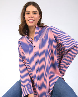 Elm Shirt Lila Stripe - French Blue & Charm Pink Stripe [sz:size 10]