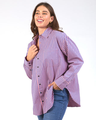 Elm Shirt Lila Stripe - French Blue & Charm Pink Stripe [sz:size 10]