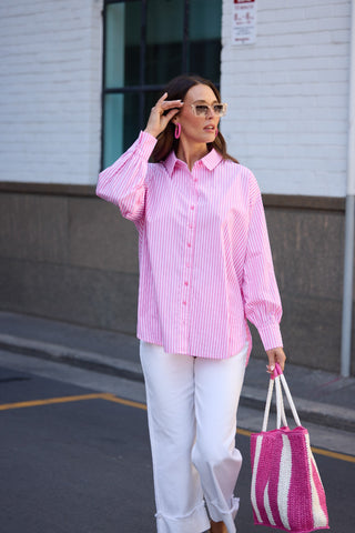 Brave&true Shirt Isabel - Pink Stripe [sz:small]