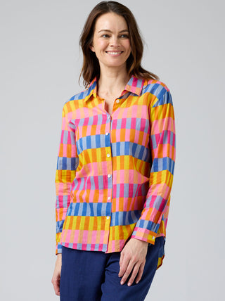 Cake Clothing Shirt Boyfriend - Pink Block [sz:small]