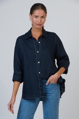 Envelope Shirt Boyfriend - Marine [sz:small]