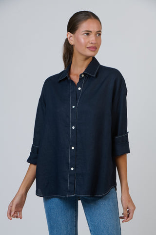 Envelope Shirt Boyfriend - Marine [sz:small]