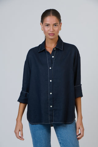 Envelope Shirt Boyfriend - Marine [sz:small]