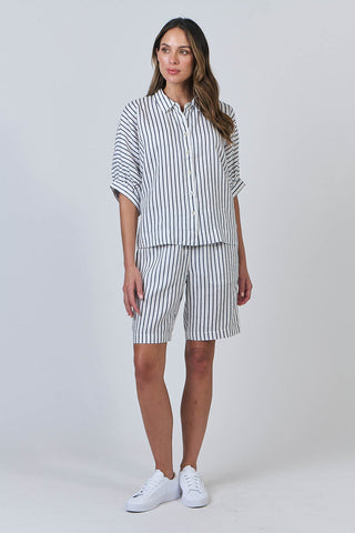 Naturals Shirt 3/4 - Blueberry Stripe 471 [sz:small]