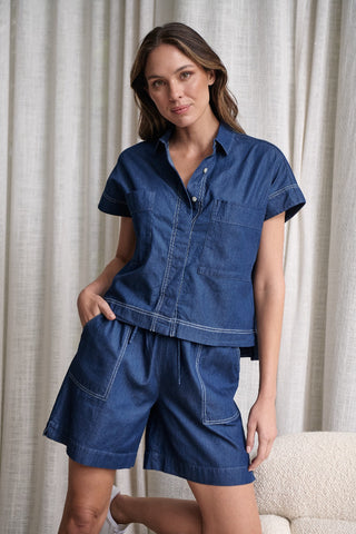 Naturals Shirt Ss - Chambray 533 [sz:small]