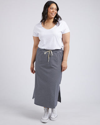 Elm Skirt Travel Stripe Navy/white [sz:size 10]