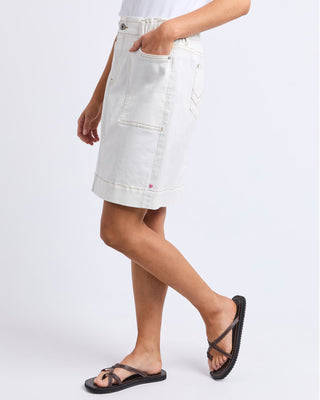 Elm Skirt Atlas Denim - Vintage White [sz:size 8]