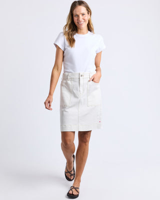 Elm Skirt Atlas Denim - Vintage White [sz:size 8]