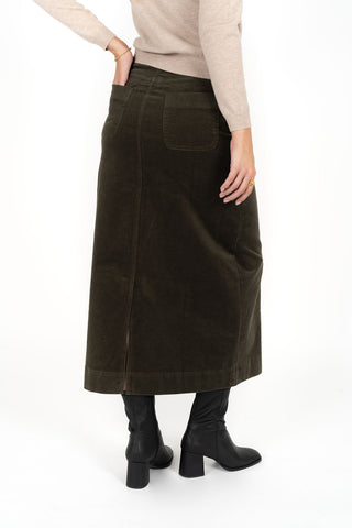 Humidity Skirt Billie Cord - Moss [sz:size 8]