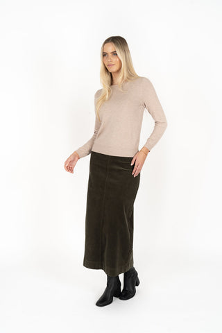 Humidity Skirt Billie Cord - Moss [sz:size 8]