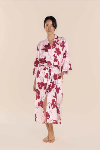Gingerlilly Robe Long Daisy Pink - Recycled Silky Satin [sz:small]