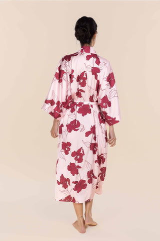 Gingerlilly Robe Long Daisy Pink - Recycled Silky Satin [sz:small]
