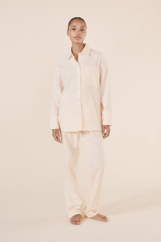 Gingerlilly Josephine Pink Stripe Brushed Cotton Pj Set [sz:small]