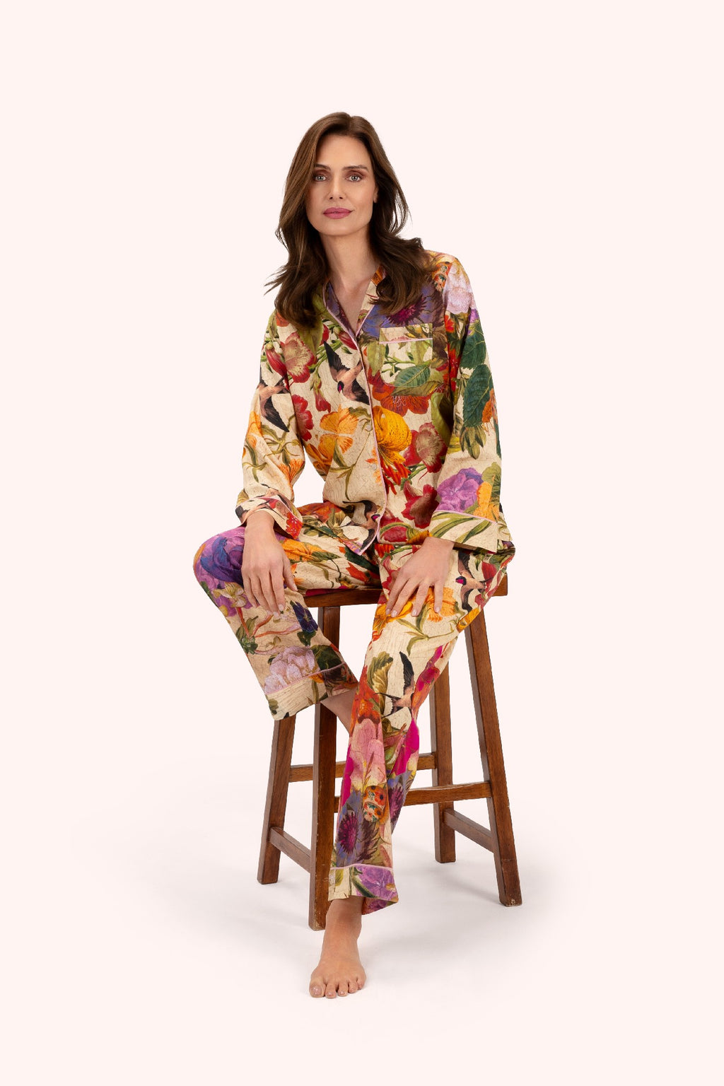 Powder Pyjamas - Cream Posy - Sleepwear- Pink Poppies