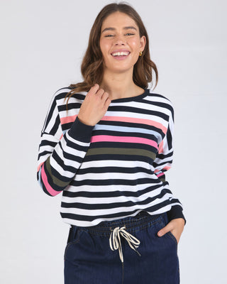 Elm Crew Merriment - Navy & White Stripe [sz:size 10]